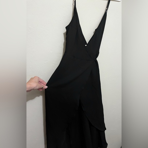 Show Me Your Mumu black Midi Wrap Hi Low Formal Bridesmaid Wedding Guest Dress - Picture 3 of 3